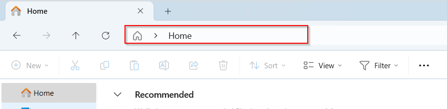 image of file explorer address bar