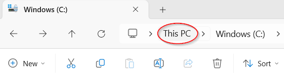 image of address bar folder names in file explorer