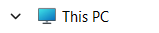 Screenshot of folder named "This PC" with down arrow next to it