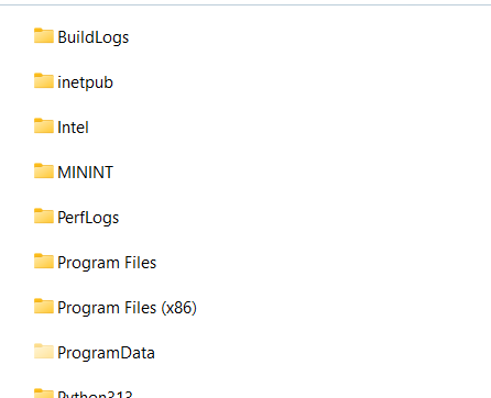list view in file explorer of folders 