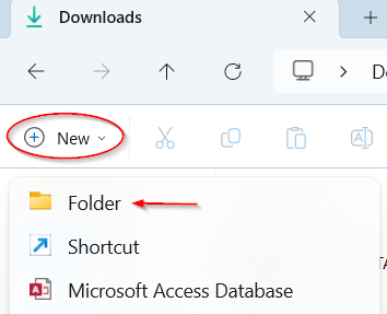 image of adding a new folder in file explorer