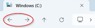 image of forward/backward buttons on file explorer