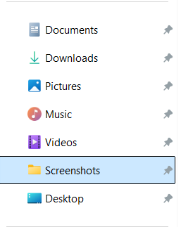 image of a folder on quick access in file explorer
