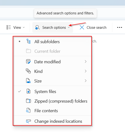 image of search options